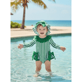 thumbnail image 6 of BemeyourBBs Toddler Baby Girls One Piece Swimsuit Infant Girl Bathing Suit Striped Bow Swimwear Zipper Long Sleeve Rash Guard with Hat Newborn Swimsuit Summer Pool Beachwear, 6 of 9