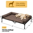thumbnail image 2 of Cooling Elevated Dog Bed + Waterproof Removable Pillow-Top Mat, Bolster Dog Cot Bed, Raised Pet Cot with Breathable Mesh, No-Slip Feet, Dog Sofa Bed for Indoor & Outdoor, XLarge, Brown, 2 of 14