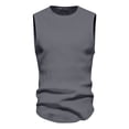 thumbnail image 1 of BADHUB Mens Ribbed Tank Tops Big and Tall Workout Cew Neck Sleeveless Shirts Solid Color Basic Cotton Summer Vest Clearance Dark Gray L, 1 of 7