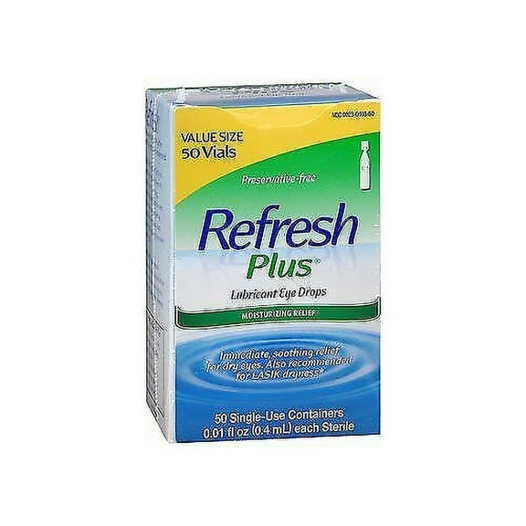 Refresh Plus Moisture Long Lasting Relief Lubricant Eye Drops, 50ct, 4-Pack