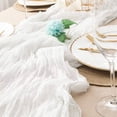 thumbnail image 3 of Leodye 1PCS Crinkled Gauze Table Runner Wrinkle Pleated Voile Fabric Tablecloth for Wedding Banquet Party Photography Background Decor -35.4x118.1Inch, 3 of 3