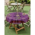 thumbnail image 4 of Outdoor Tablecloths with Umbrella Hole & Zipper, Purple Boho Round Tablecloths 60 Inch, Country Abstract Geometric Ethnic Aesthetic Waterproof Table Cloth, Patio/Pool/Picnic Table Covers, 4 of 8