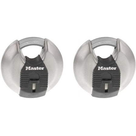 Master Lock M40XT Magnum Heavy Duty Stainless Steel Discus Padlock with Key, Pack of 2 Keyed Alike