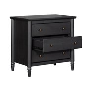 (2 pack) My Texas House Monroe 3-Drawer Nightstand with USB, Raven Black Oak