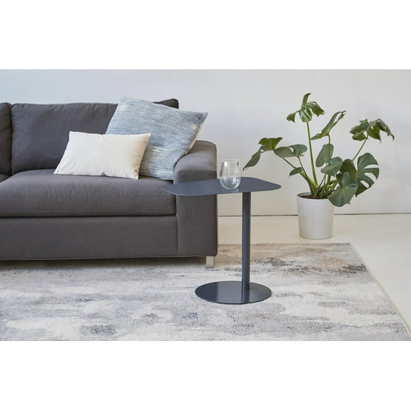 Chroma Modern Metal End Table Space Saving C Shaped Design in Blue