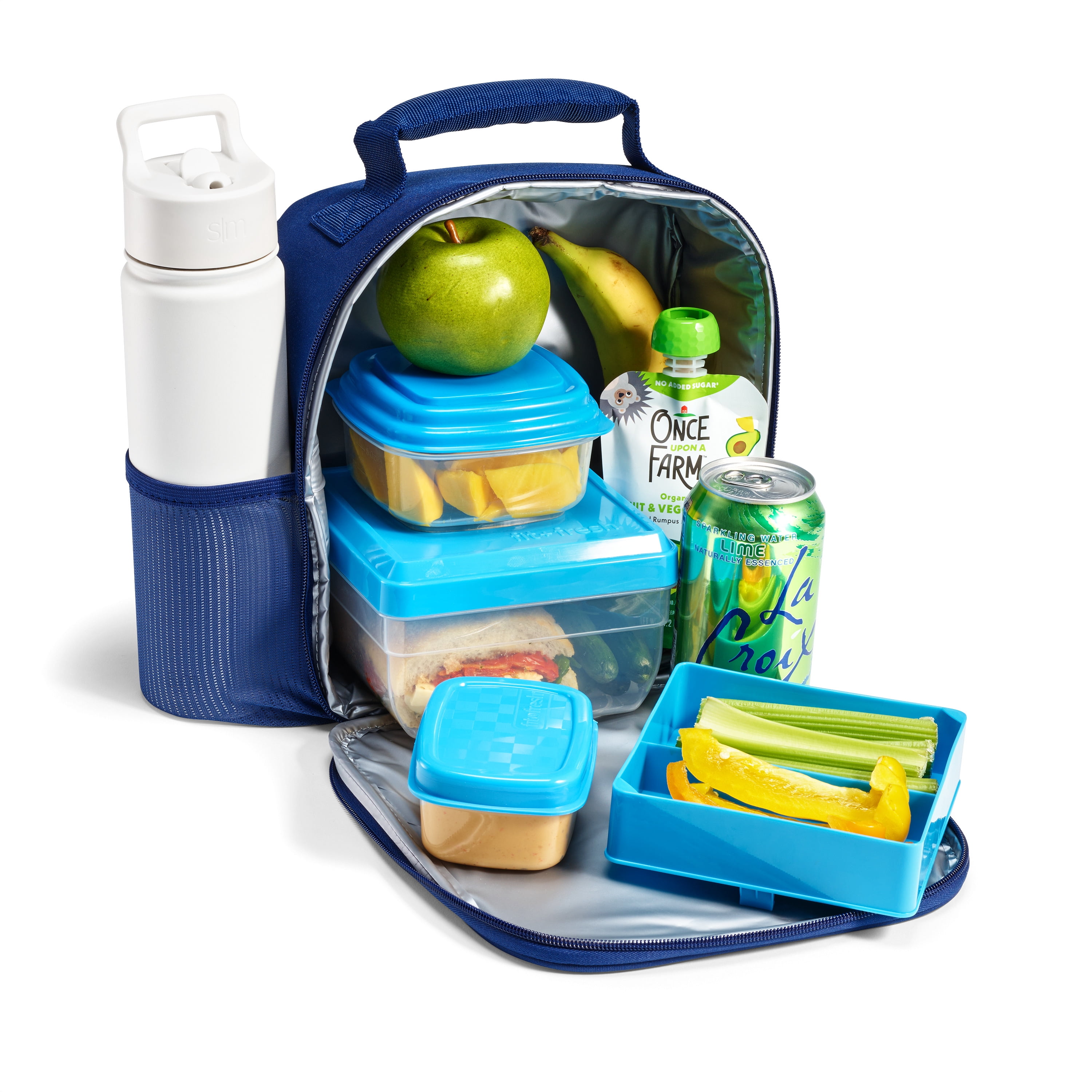 Fit & Fresh DIY Lunch Bag Reusable/Insulated Polyester Bag Navy with Shoe Charm Slots for Personalization