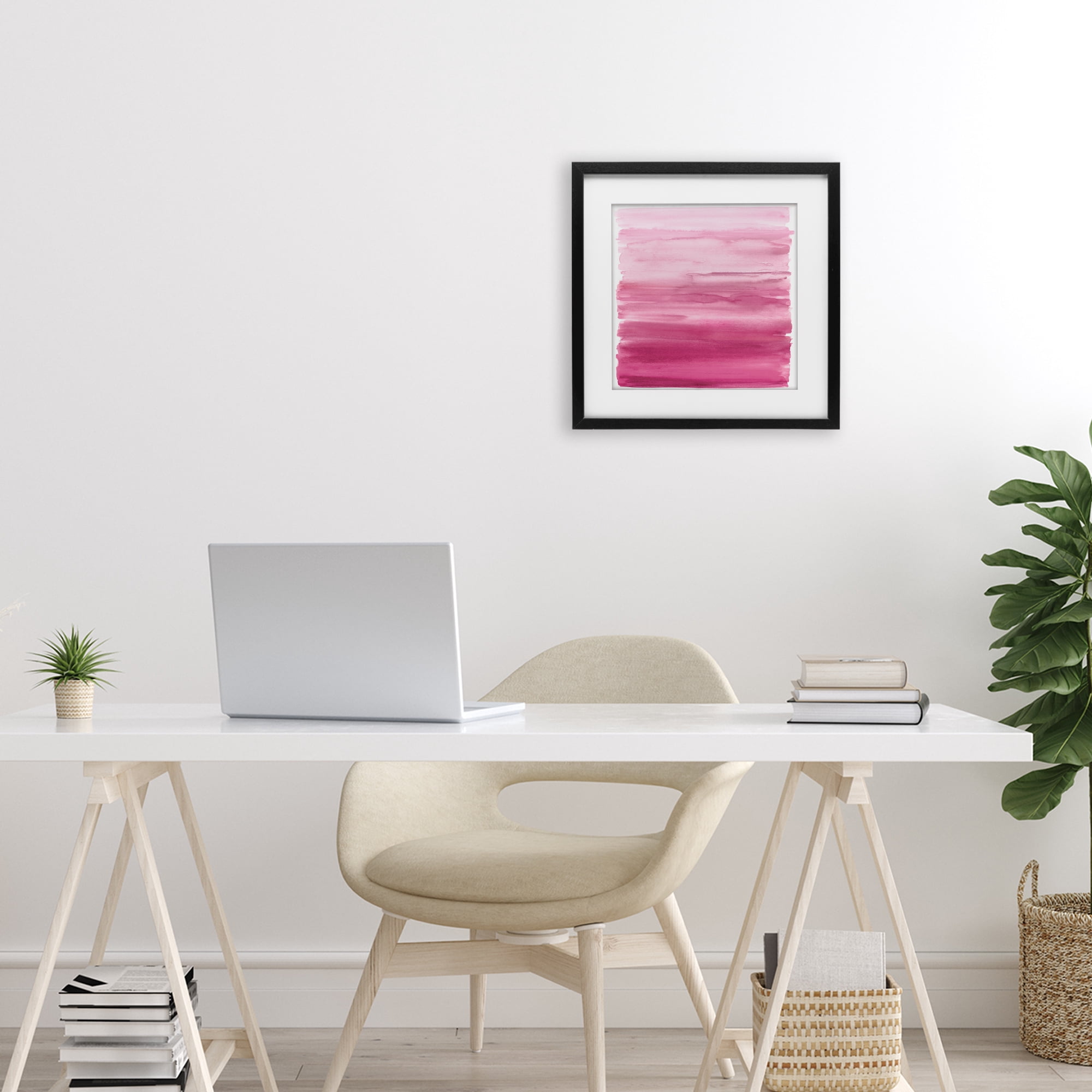 Stupell Industries Gradient Pink Blush Black Framed Print Under Glass, design by Allie Corbin