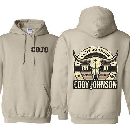Cody Johnson . Classic Western Bull Skull Design For Country Music Fans. For Womenswear And Menswear Unisex Comfort Hoodie, Color: Sand, Size: XL