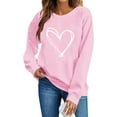 thumbnail image 4 of Bixock Long Sleeve Shirts for Women Daily Sweatshirt Valentine Print Crew Neck Hoodies Blouse Travel Vacation Clothes, 4 of 5