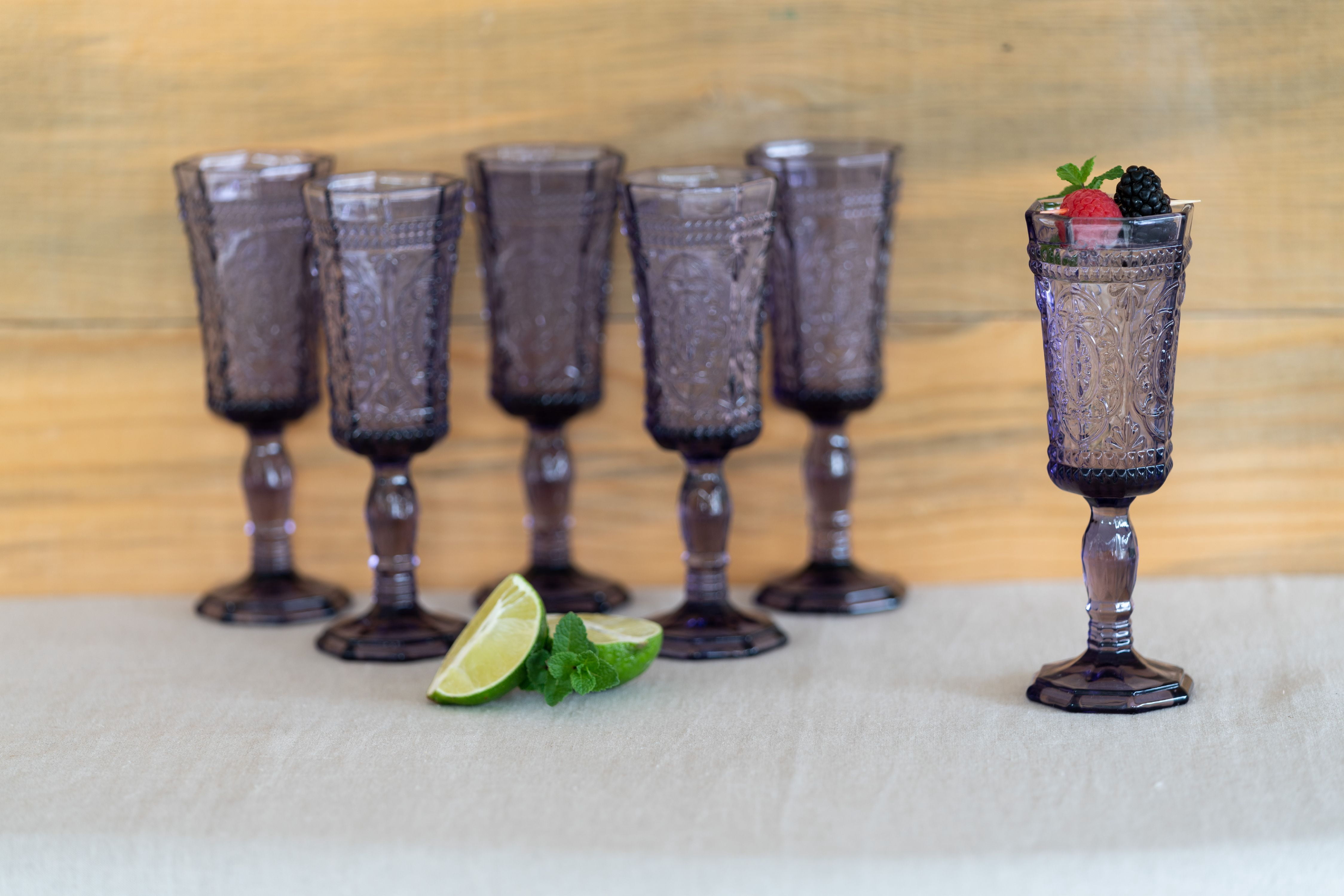 10 Strawberry Street Vatican 4 oz Champagne Flute, Set of 6, Amethyst Glass