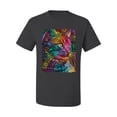 thumbnail image 3 of Colorful Cat Portrait | Cat Lover Owner | Dean Russo Art Animal Lover Men's T-Shirt, Charcoal, 4XL, 3 of 5