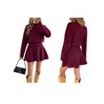 thumbnail image 3 of Fall Sweater Sets Skirt Sets Women 2 Piece Outfits Long Sleeve Top and Skirts Set Wine Red L, 3 of 7