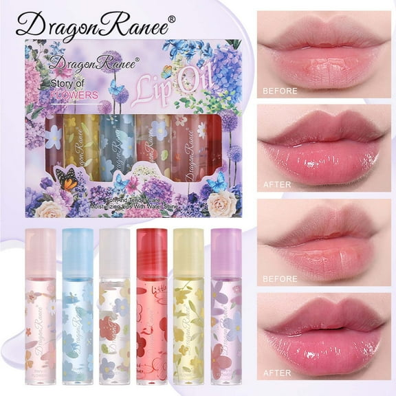 SDJMa 6 Pcs Hydrating Roll On Lip Oil, Lip Glow Oil Lip Balm Long Lasting Non Sticky Lip Gloss Transparent Colorless Moisturizing Lip Lotion,Party Gift, Best Friends