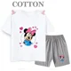 thumbnail image 3 of Conjunto de pantalones cortos de manga corta de verano para niños, camiseta de dibujos animados de Disney Mickey y pantalones, conjunto de 2 piezas, ropa linda para niñas y niños pequeños, 3 of 5
