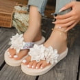 thumbnail image 2 of Rokment Flower Flip Flops for Women 2026 Boho Beach Summer Fashion Casual Thongs Slip on Flat Sandals Travel Memory Foam Slides Slippers Vacation Beige Size 6.5, 2 of 5