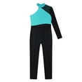thumbnail image 7 of Aislor Kids Girls One Shoulder Long Sleeve Gymnastic Leotard Unitard Bodysuit Skating Dance Jumpsuit Blue Green 10, 7 of 7