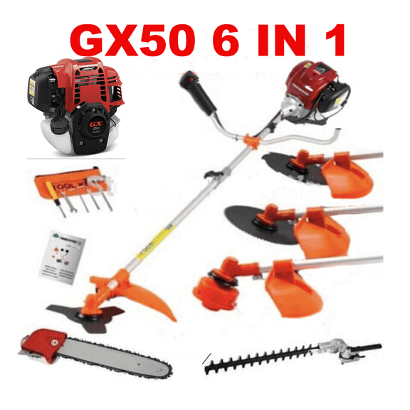 GX50 4 Strokes 6 in 1 Hedge Trimmer Shear Weed Wacker Pruning Brush Cutter 50cc Petrol combo