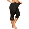 thumbnail image 4 of DYMADE Women Plus Size Skinny Stretch Leggings Cutwork Fitness Capri Pants, 4 of 5