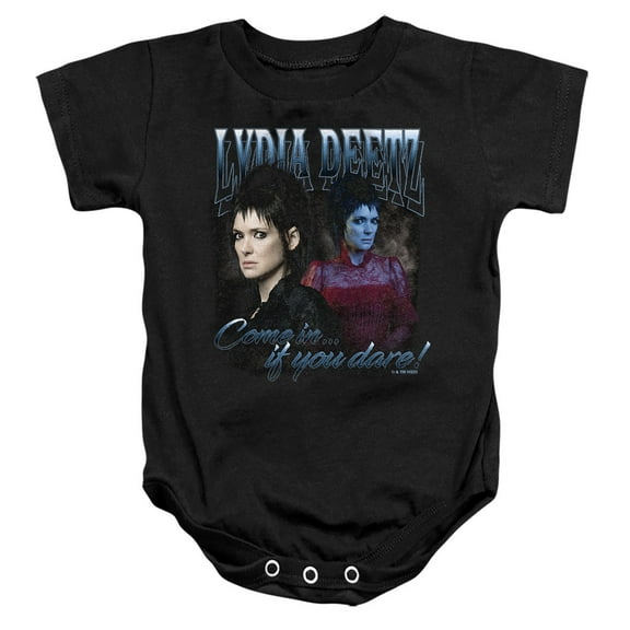 Beetlejuice Beetlejuice Lydia Homage Unisex Infant Snap Suit for Baby, Black, Small