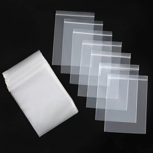 100Pcs Small Clear Reclosable Zip Plastic Poly Bags with Resealable Lock Seal Zipper for Jewelry, Cookie, Candy, Birthday Party Self Sealing Plastic B