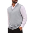 thumbnail image 4 of INSPIRE CHIC Men's Sweater Vest V Neck Solid Color Knit Sleeveless Top XL Light Gray, 4 of 5