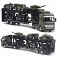 thumbnail image 1 of Vehículo de transporte militar de aleación de 32 cm con 6 juegos de autos pequeños, juguetes modelo de tanque, 1 of 1
