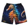 thumbnail image 2 of Honeii's Yellow Fish Seahorse Print Men's Casual Shorts with Drawstring，Swim Trunks Quick Dry Beach Shorts, 2 of 5