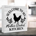 thumbnail image 3 of Zomyto 5"x5" Funny Kitchen Wood Block Signs,Welcome To My Mother Kitchen Wooden Box Sign, 3 of 7