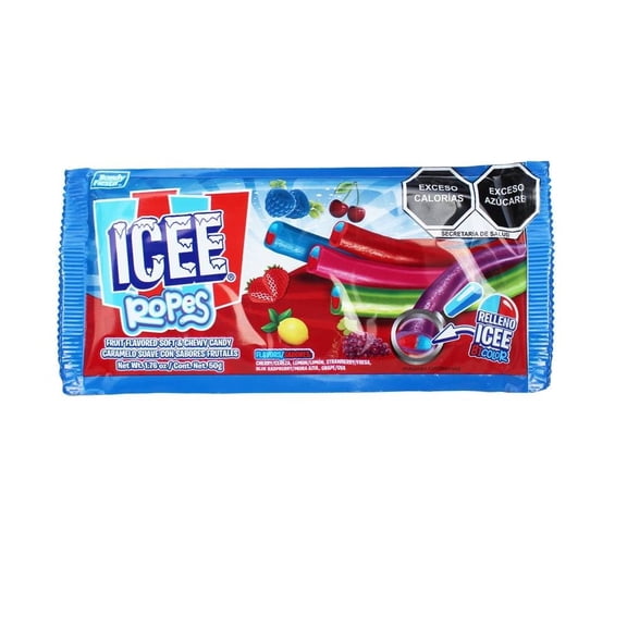 Caramelo suave Icee ropes sabores frutales 50 g