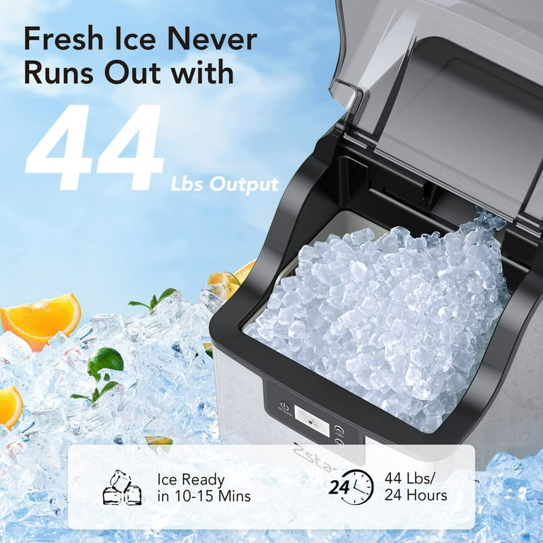 Emorefun Portable Nugget Ice Maker, 44Lbs/24H Compact Ice Machine for Home  Office Countertop 