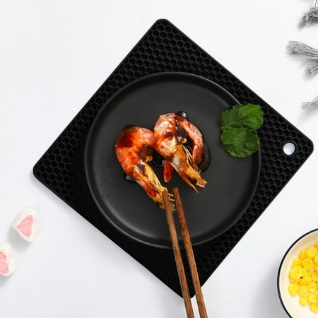 

GZJCKJY Placemat Silicone Mats Hot Mat Hot Pads Durable Non Slip Heat Mats (Black)