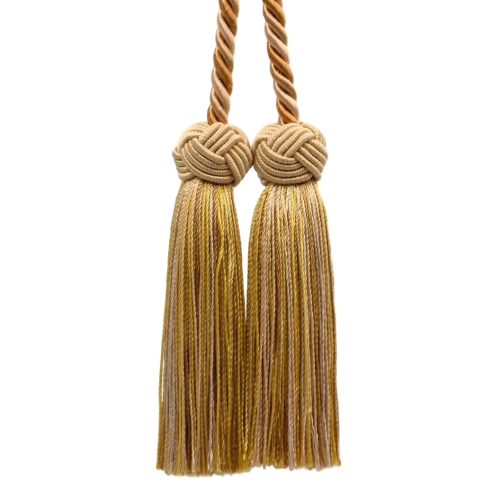 Double Tassel / MultiGold with Beige Tassel Tie with 3.5 inch Tassels