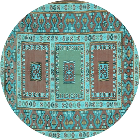 Ahgly Company Indoor Round Persian Light Blue Traditional Area Rugs, 8' Round