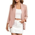 thumbnail image 3 of Fnooota Women Casual Blazers, Open Front Business Lightweight 3/4 Sleeve Womens Jackets Pink Size S, 3 of 7