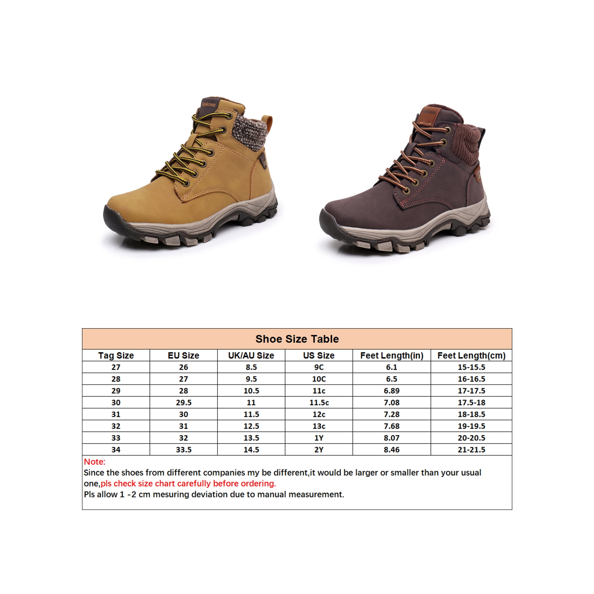 Woobling Boy Comfort Ankle Boot Walking High Top Hiking Boots Slip Resistant Trekking Shoes Dark Brown 2y Other 2y