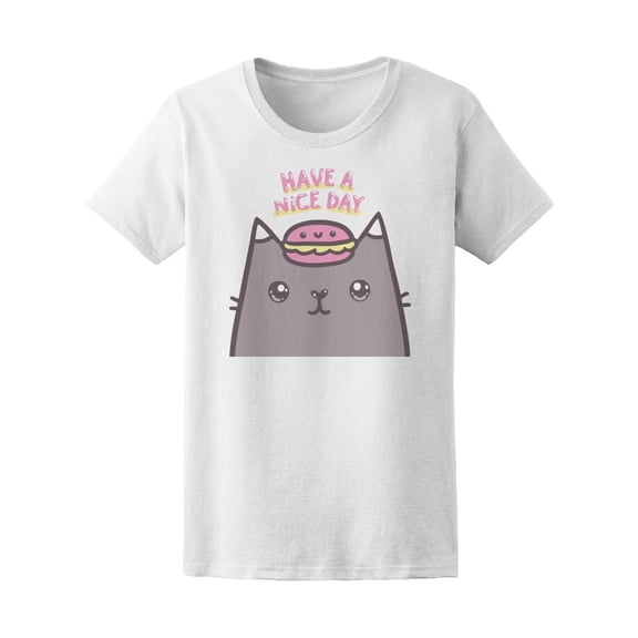 Cute Have A Nice Day Doodle Cat Tee Women's -Image by Shutterstock