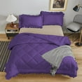 thumbnail image 2 of DNG Creations 5 Piece Ruffle Diamond Comforter All Season 550 GSM Full/Queen Size - 800 Threads Count, 100% Egyptian Cotton Solid Purple Colour, 2 of 7