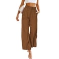thumbnail image 2 of Pantalones de pierna ancha,Pantalones de pierna ancha para mujer Pantalones de pierna ancha con botones Pantalones casuales de señora Rendimiento sólido, 2 of 5