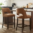 thumbnail image 5 of Vknow Furniture Modern Curved Back 2-Piece Counter Height Bar Stools, Upholstered Kitchen Bar Stools with Footrest for Kitchen Island and Dining Room,Brown, 5 of 8