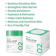 LEADERS PEEL STEP Cica Mild Peeling Pad - Soothing & Exfoliating Face Pads for Sensitive Skin with Tea Tree & Cicatoin, Gently Calms & Relieves Irritated Skin, Hydrating Daily Facial Pad (70 Pads)