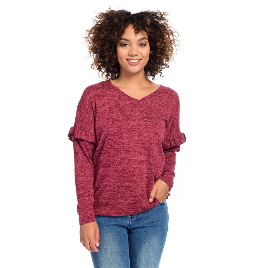 Hacci Sweater Knit Long Ruffle Sleeve 
