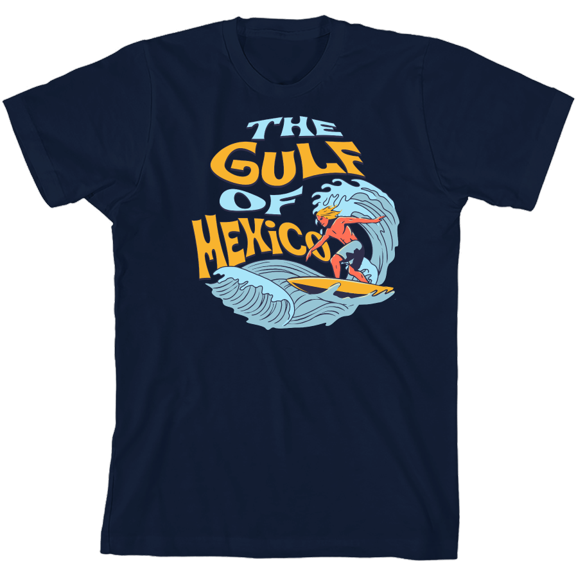 The Gulf of Mexico Surfer Youth Navy Blue Crew Neck Short Sleeve Tee-Medium