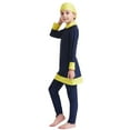 thumbnail image 4 of Shadoumai Full Coverage Long Sleeve UPF 50+ Sun Two Piece Swimsuit With Skirt For Girls,Mermaid 3Pc Toddler Girls Shorts, 4 of 8