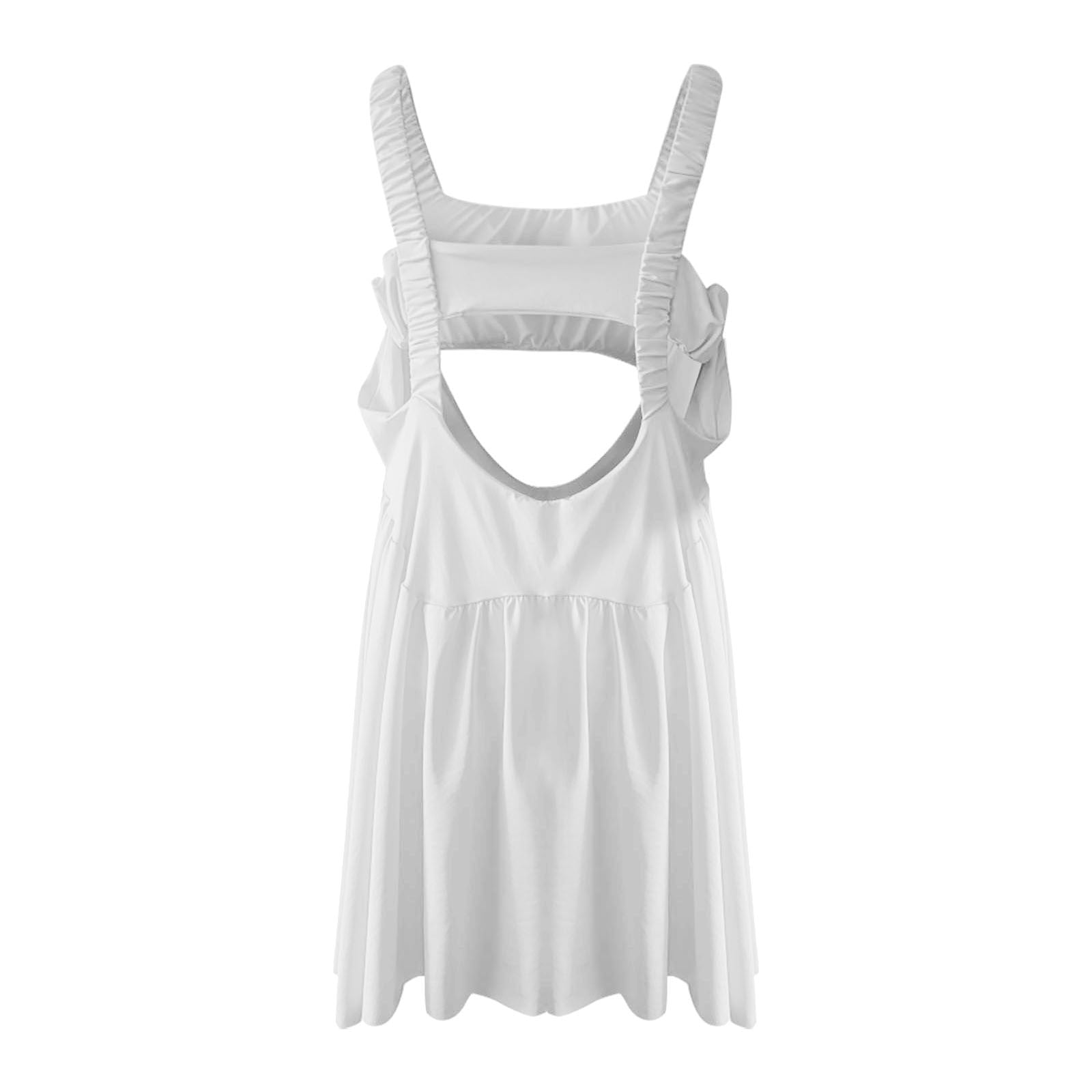 Skirt Suit Womens Tennis Dress Built In Bra And Shorts Pockets Cut Out Workout Outfits Athletic Dresses Two,White Women'S Blended Dress M