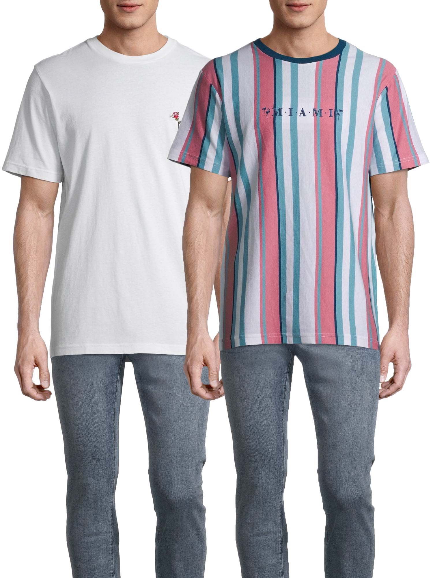 No Boundaries Men's and Big Men's Embroidered T-Shirt, 2-Pack, up to size  5XL - Walmart.com