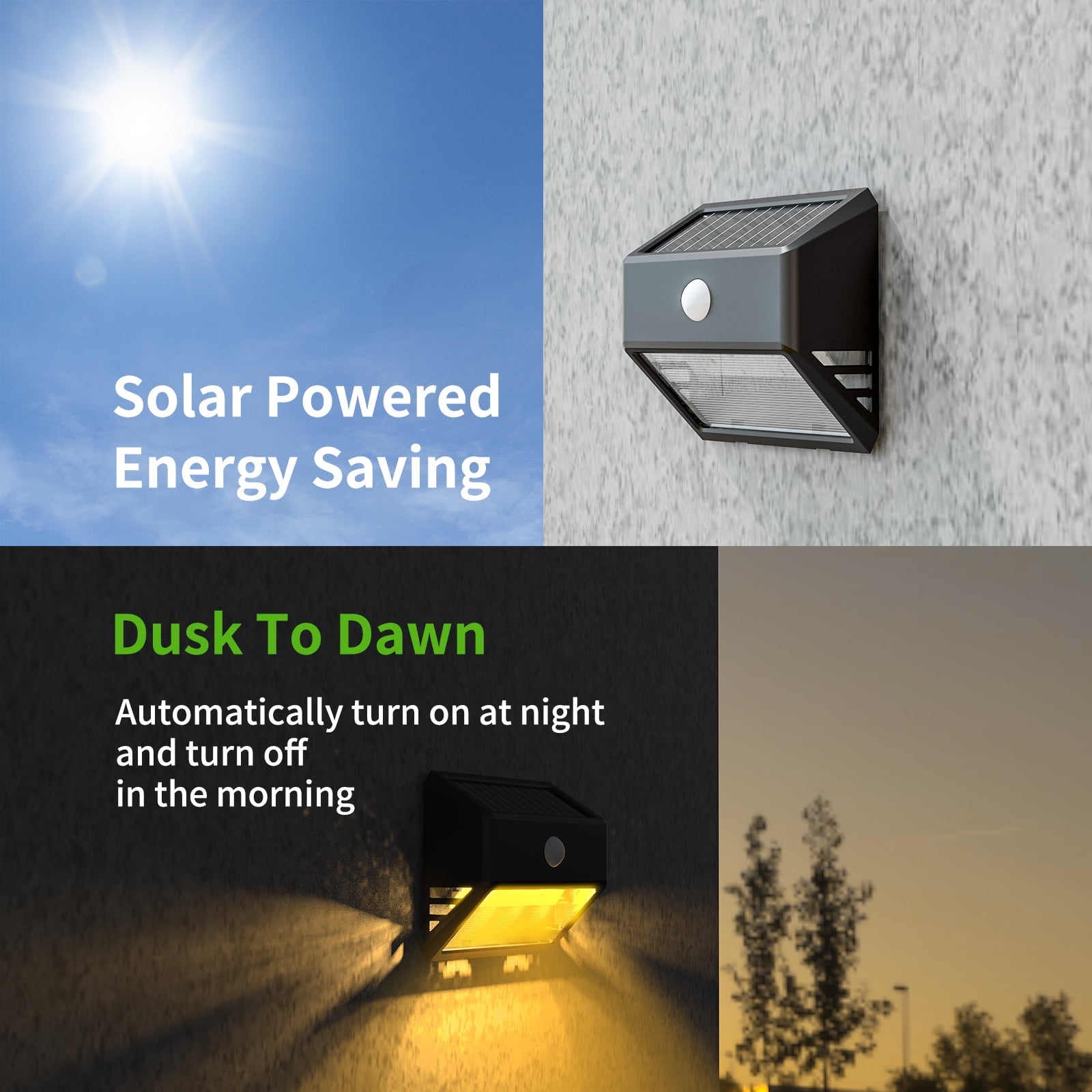 Mainstays LED Solar Powered Motion Outdoor Security Wall Light, Motion Activated, 200 Lumens