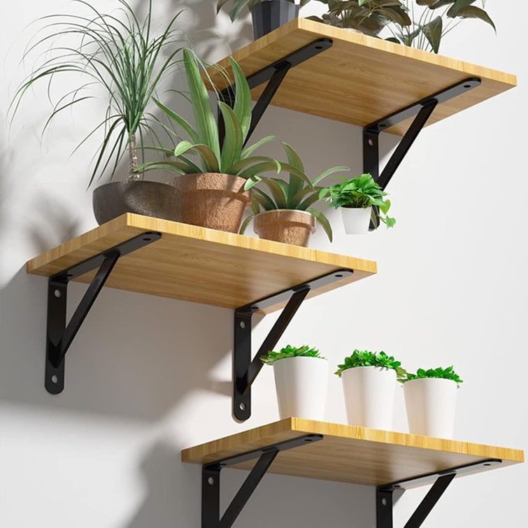 ShadeMart 12 Piece Heavy Duty Floating Metal Wall L-Shaped Shelf Brackets