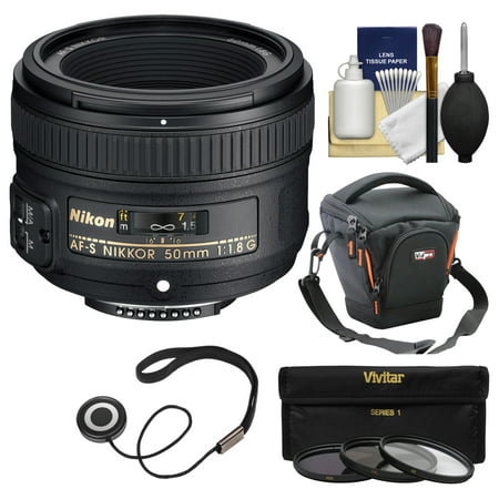 Nikon 50mm f/1.8G AF-S Nikkor Lens with Case + 3 UV/CPL/ND8 Filters + Kit for D3200, D3300, D5300, D5500, D7100, D7200, D750, D810 (Best Portrait Lens For Nikon D3200)