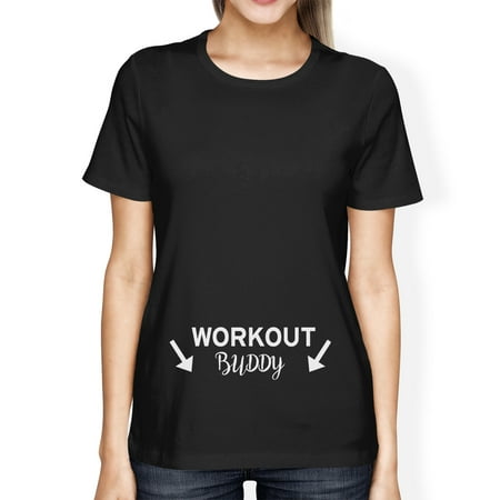 Workout Buddy Women's T-shirt Graphic Printed Tee For Pregnant (Best Workouts For Pregnant Women)