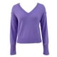 thumbnail image 2 of Suéter térmico de manga larga Gibobby de punto de Otoño e invierno mujer cuello en V Color sólido Purple L, 2 of 4